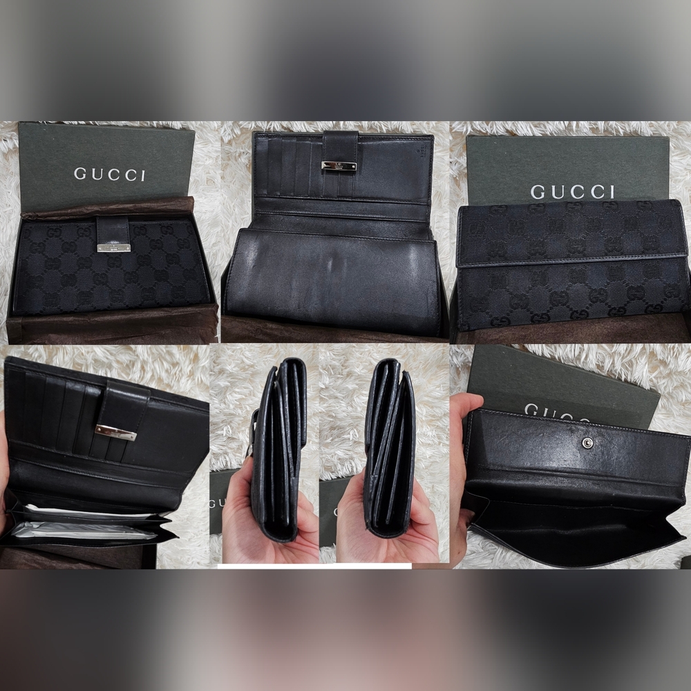 Gucci Black Monogram Leather Wallet